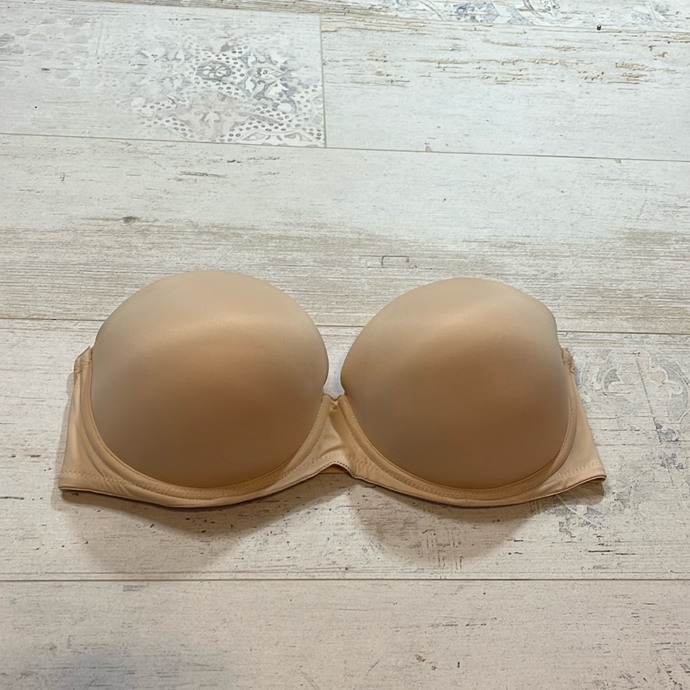 Pink Victoria’s Secret Wear Everywhere Pushup Bra Beige 34DD Strapless